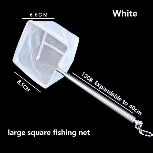 Aquarium Square Fishing Net With Suction Cup Extendable Long Handle