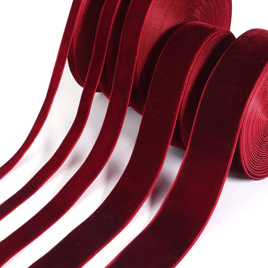 5-10yards/roll Velvet Ribbons Black Wine Red Color Single Face
