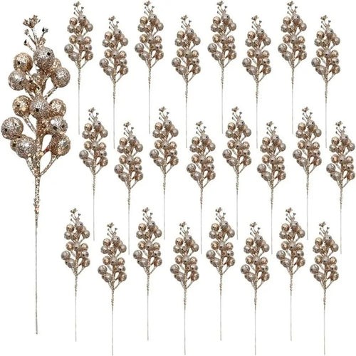 10Pcs Christmas Decoration Artificial 15heads Sparkling Berry Bouquet