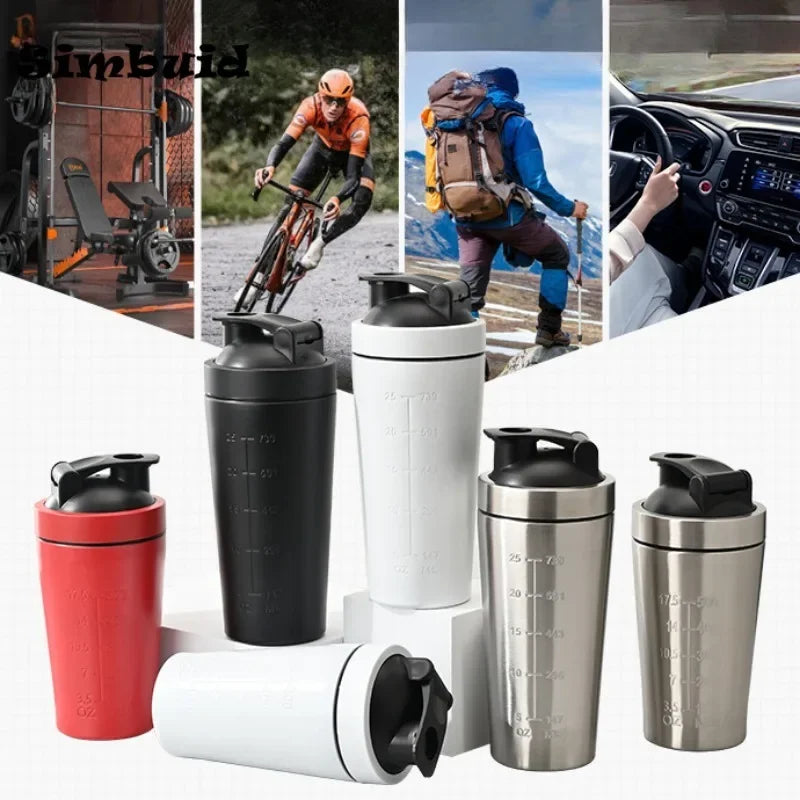 500ML/750ML Stainless Steel Protein Powder Shaker Bottle with Steel