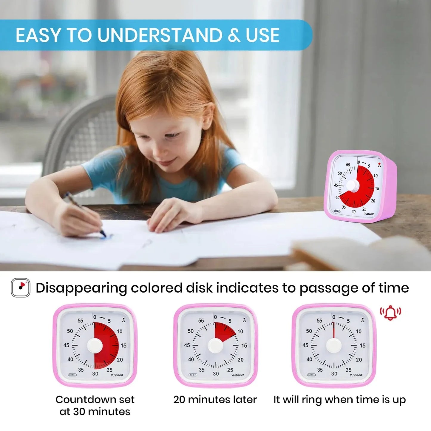 Yunbaoit VT01 Upgraded 60 Minute Visual Timer with Protective Case
