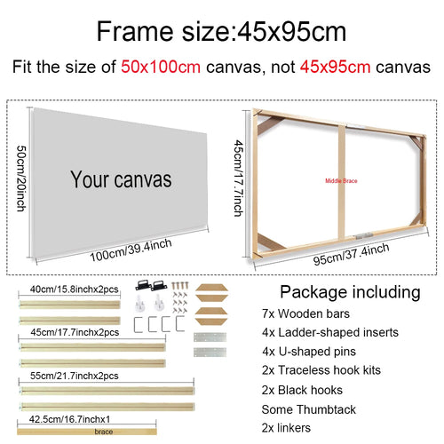 30x40 40x50 60x90cm Canvas Frame Wooden Frames Wooden Photo Oil