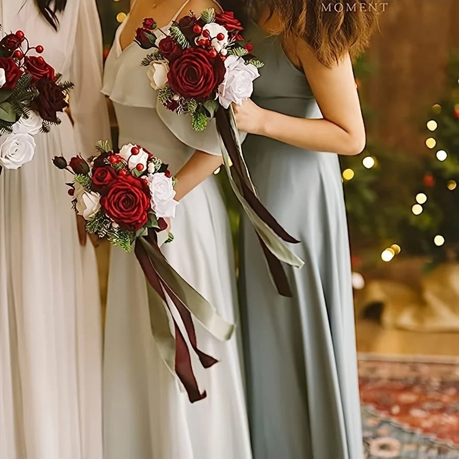 25pcs Artificial Flowers, Fake Flowers Roses W/stem For DIY Wedding