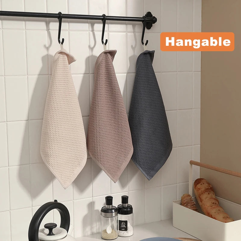 Cotton Towel Soft Absorbent Dishcloth Kitchen Dish Rags Honeycomb