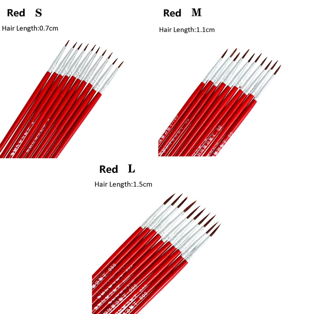 10pcs 0.7/1.1/1.5cm Fine Hand Painted Thin Hook Line Pen Art Supplies