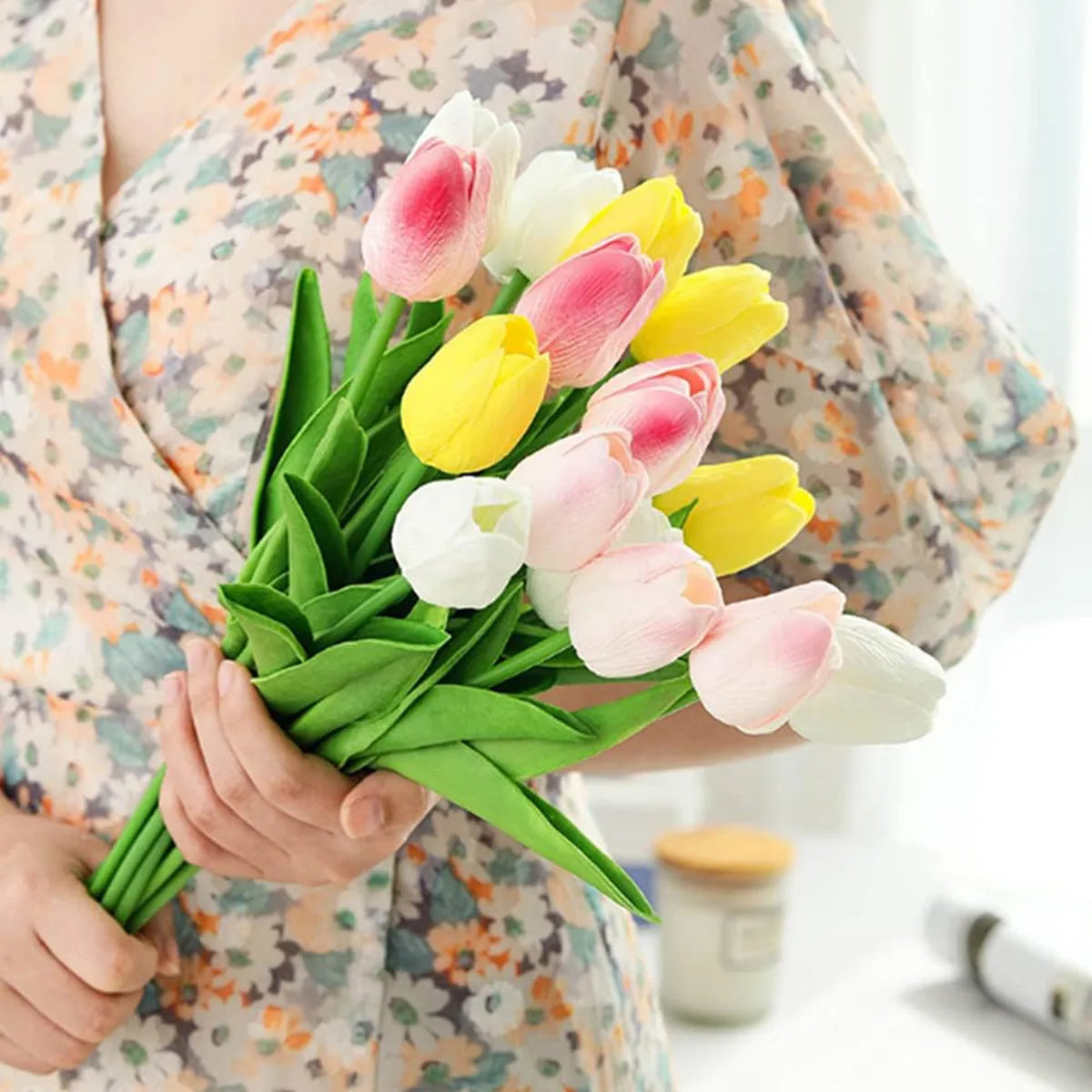 10Pcs Artificial Flower Realistic Touch Tulip Scrapbooking Vase Home
