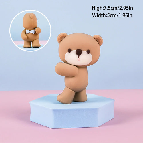 Pink Blue Bear Cake Topper Bear Doll Ornaments Insert Birthday Cake