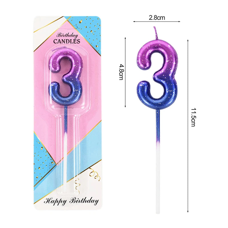 Happy Birthday Cake Decorated Interstellar Digital Colorful Candle