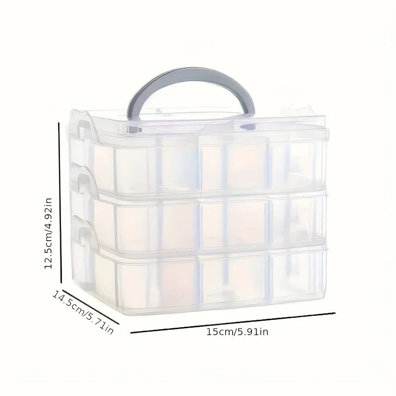 3-layer 18 Compartment Transparent Storage Box, Jewelry and Toy