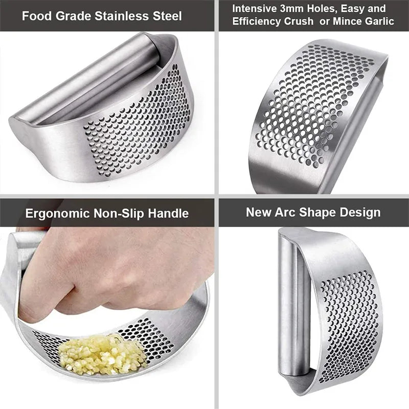 Upgraded Stainless Steel Garlic Press Squeezer Manual Garlic Ginger