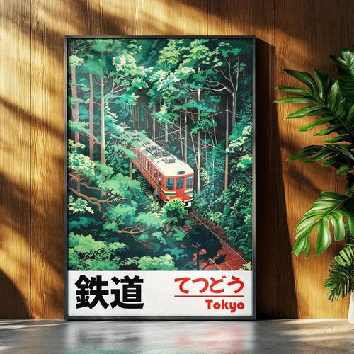 Vintage Japanese Landscape Canvas Print - Asian Art Railway Wall Art