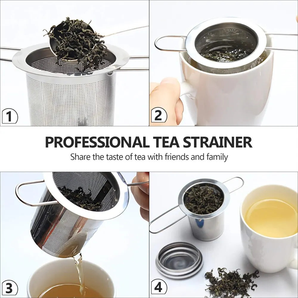Stainless Steel Mesh Tea Infuser with Lid Reusable Cup Strainer Loose