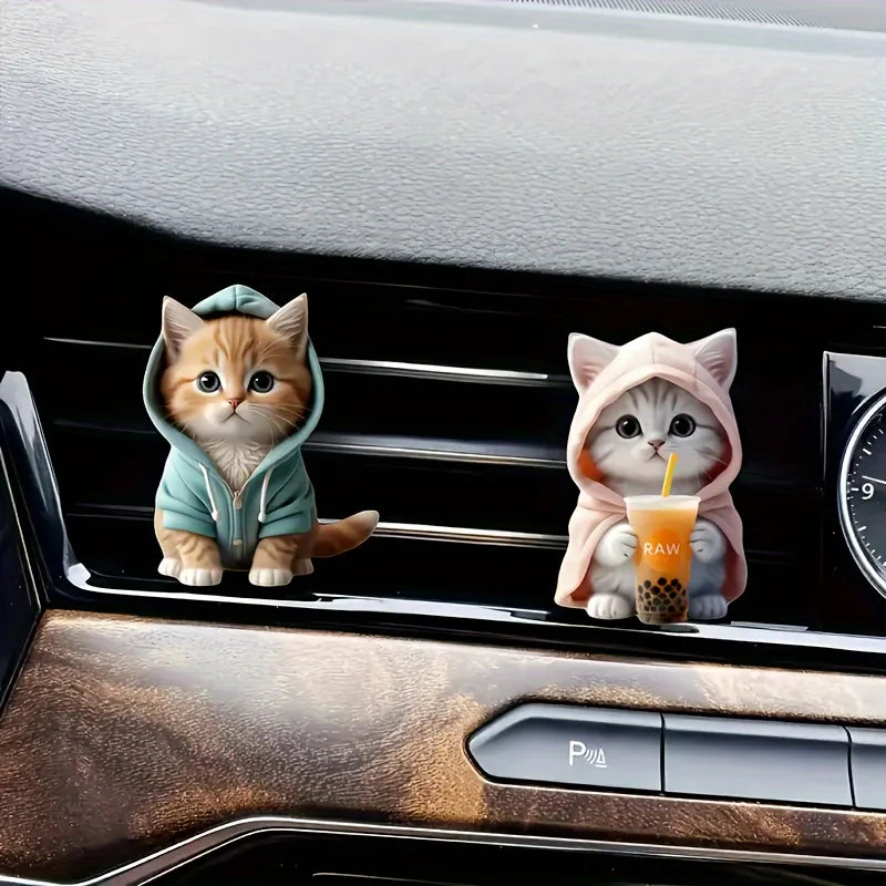 Cute cat acrylic car aromatherapy, long-lasting fragrance, vent clip,