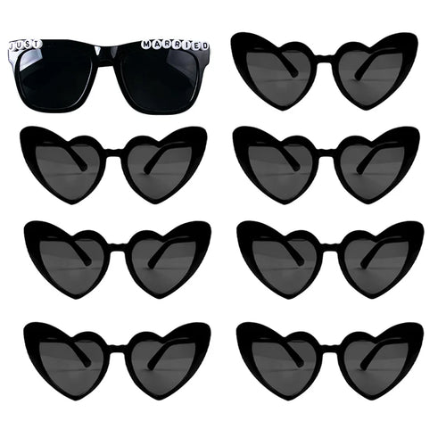 Bachelorette Party Heart Shaped Glasses Black White Pink Avocado Green