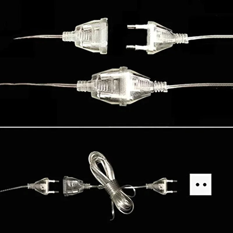 3M 5M Power Extension Cord For EU Plug LED Holiday Light String