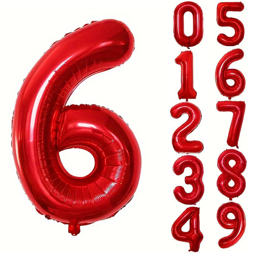 32INCH Red Number Foil Balloons for Birthday Anniversary Party Decor,