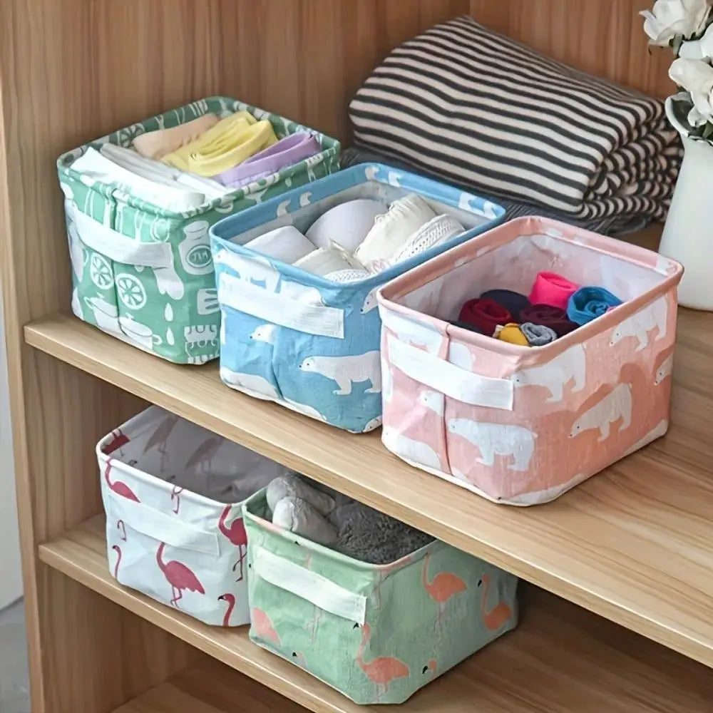 1pc Cotton Linen Fabric Waterproof Desktop Sundries Basket Storage Box