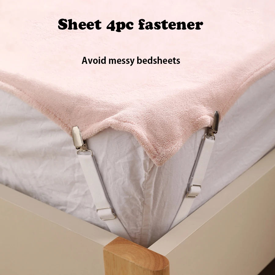 Bed Sheet Clips Adjustable Bed Sheet Holder Straps Set of 4 Elastic