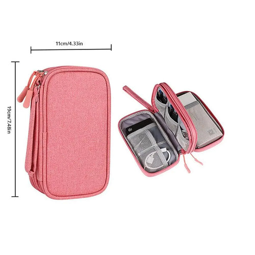 1pc Pink/Grey/Black/Navy Travel Portable Digital Product Storage Bag