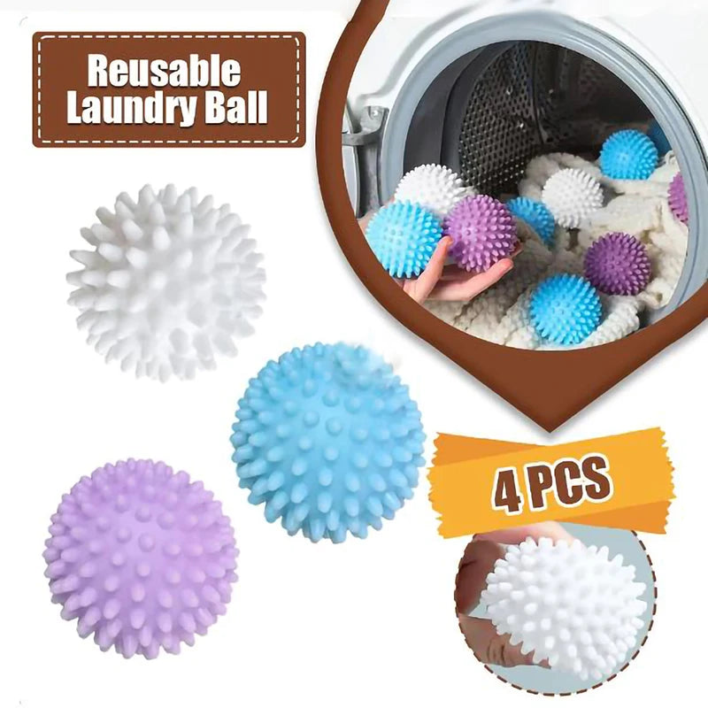 4Pcs PVC Dryer Ball Reusable Laundry Ball Washing Machine Drying