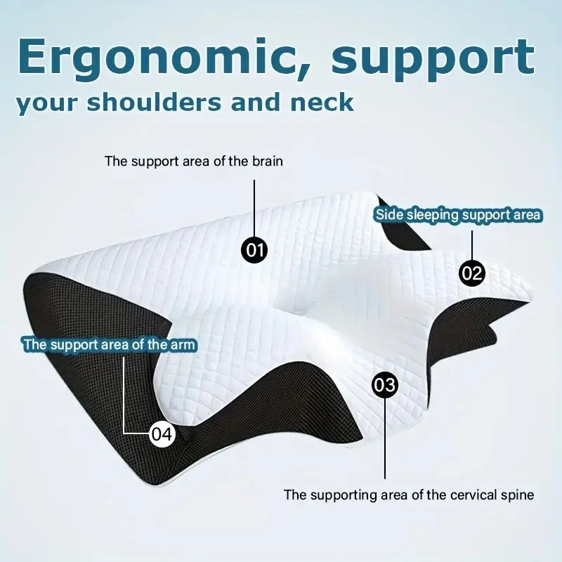 1pc Memory Foam Cervical Pillow, 2 in 1 Ergonomic Contour Orthopedic
