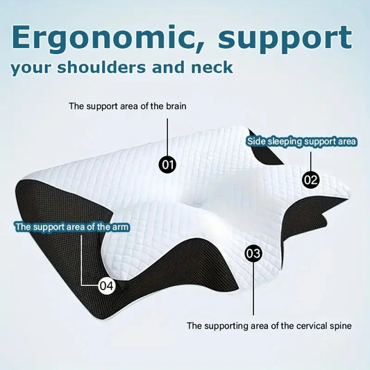 1pc Memory Foam Cervical Pillow, 2 in 1 Ergonomic Contour Orthopedic
