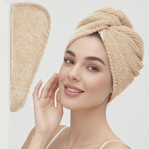 Solid color hair towel Textured dry hair cap 9.8 "X 25.5" absorbent