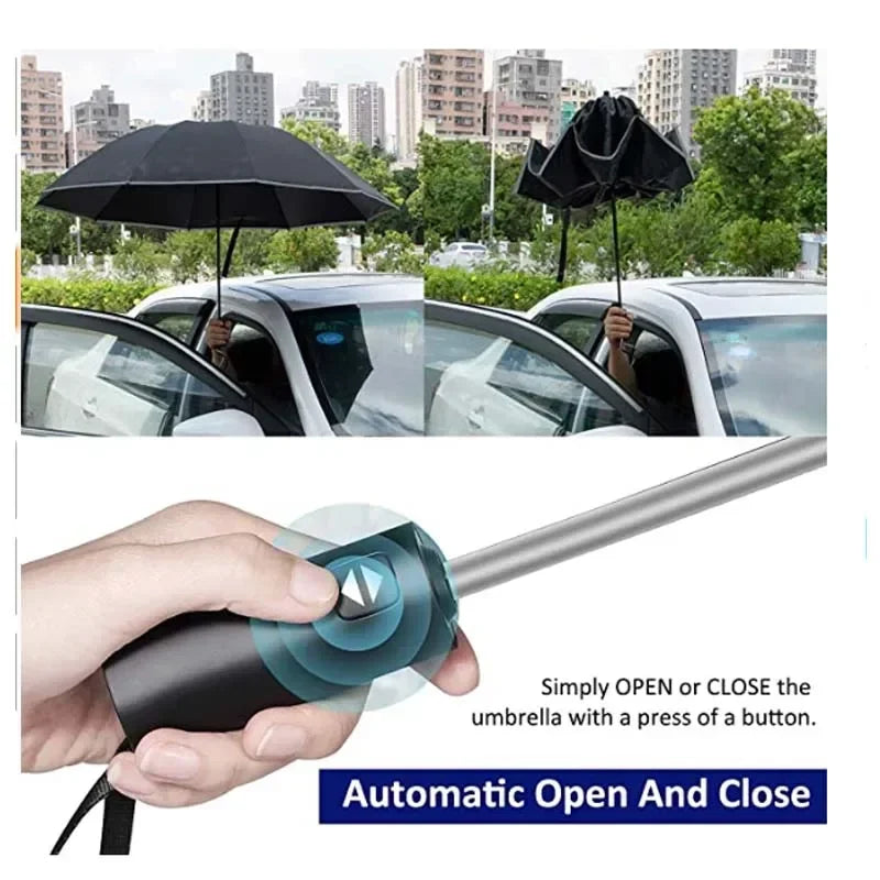 Men Women Umbrella  Fully Automatic Reverse Folding Umbrella with