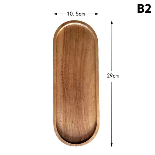 Tableware Solid Wood Food Tray Round Rectangle Dessert Plate