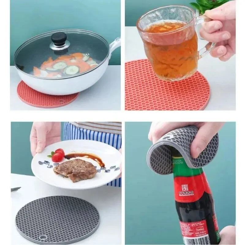 Round Heat Resistant Silicone Mat Drink Cup Coasters Insulation Non