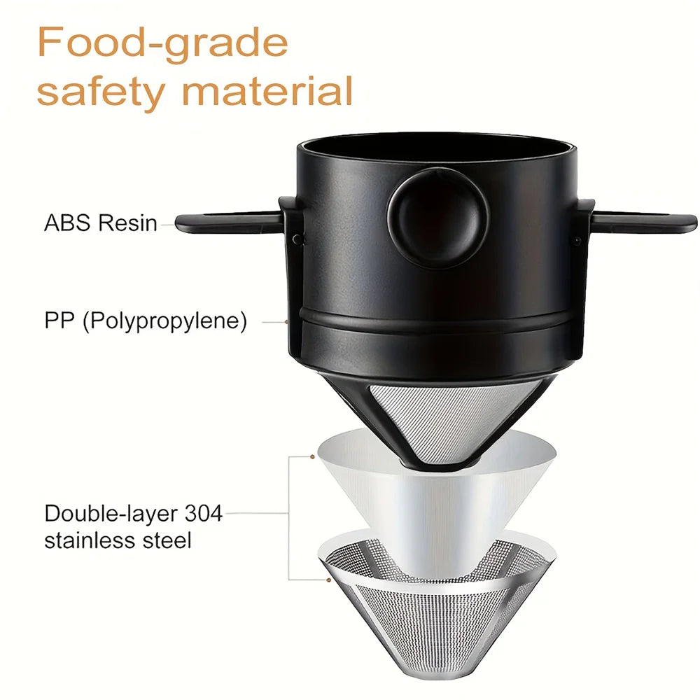 Foldable Coffee Filter Stainless Steel Easy Clean Reusable Coffee