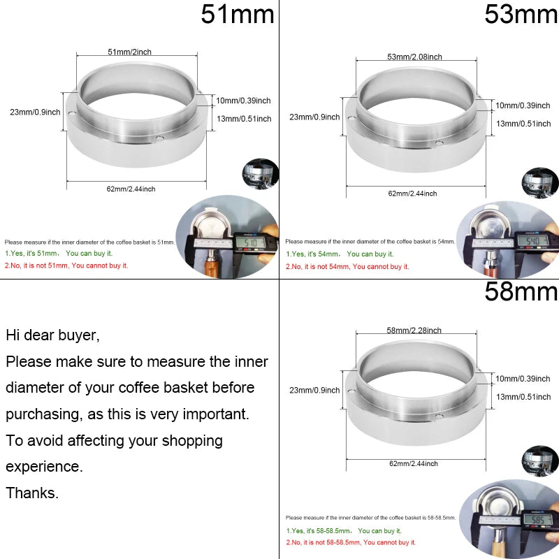 Aluminum Intelligent Dosing Ring For Bowl Coffee Powder Espresso