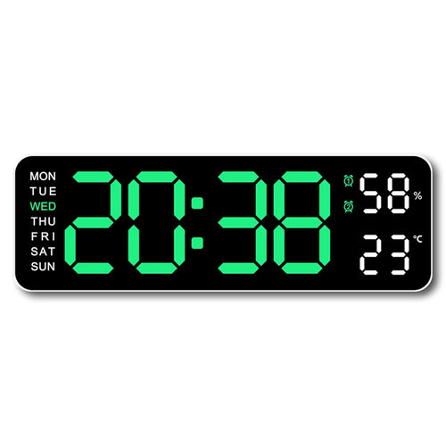 Large Digital Wall Clock Temperature and Humidity Week Display