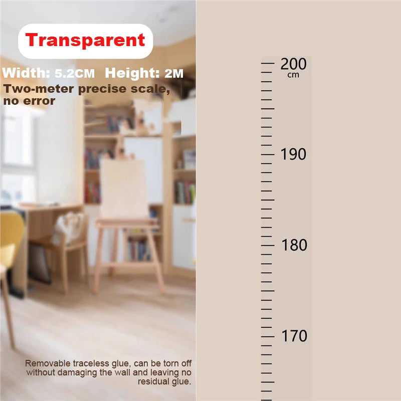 Height Measurement Wall Sticker 0-2m Removable Without Damaging Walls