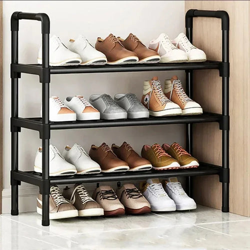 Black Elevated Shoe Rack Small Simple Multi-layer Shoe Cabinet Home
