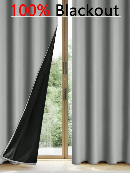 1panel Solid 100% Blackout Curtains with Grommets, Total Privacy