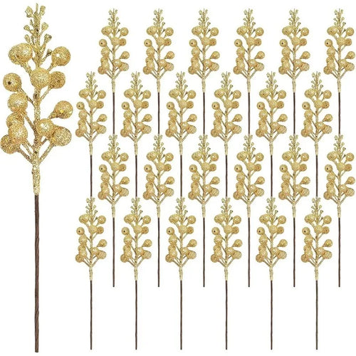 10Pcs Christmas Decoration Artificial 15heads Sparkling Berry Bouquet