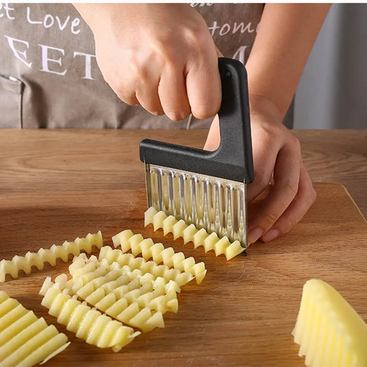 Stainless Steel Potato Chip Slicer Dough Vegetable Fruit Crinkle Wavy