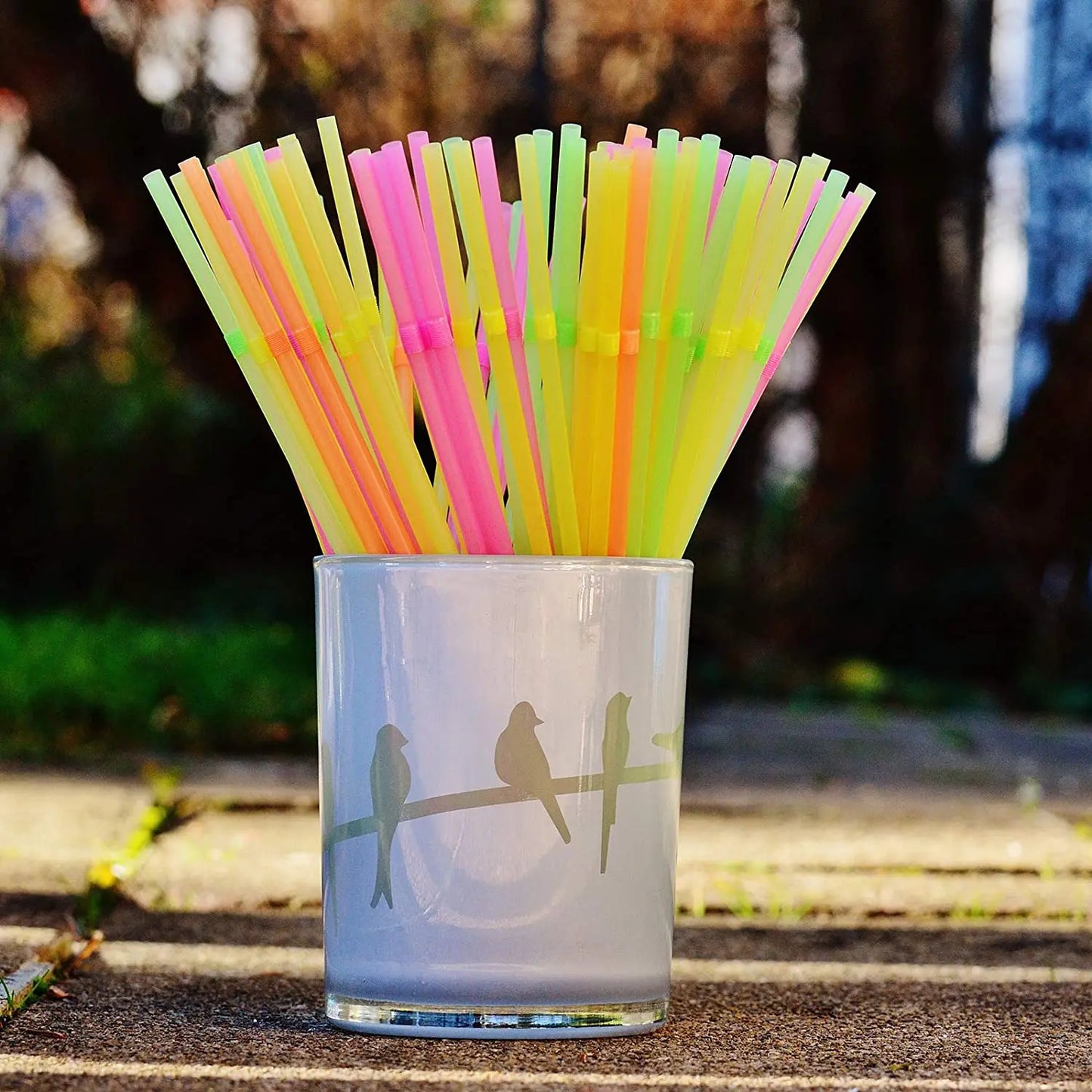1000-100Counts Neon Colored Flexible Plastic Drinking Straws