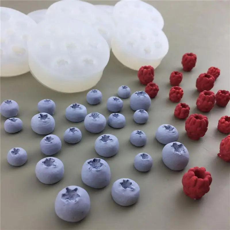 3D Blueberry Raspberry Candle Mold Simulation Fruit Fondant Silicone