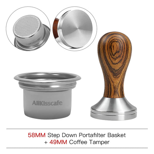 AliKisscafe 58mm to 49mm Step Down Portafilter Basket Kit Coffee
