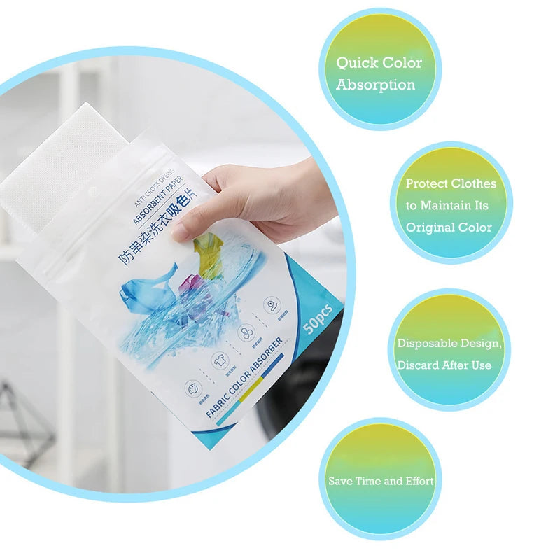 50/100/200PCS Laundry Color Absorbing Paper Anti-dyeing Laundry