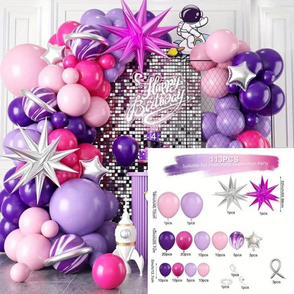 113PCS Explosive Star Balloon Garland Arch Set Wedding Birthday Party