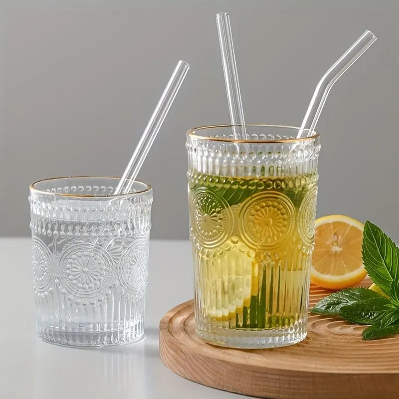 1set Heat Resistant Glass Straws with Brush - Set of 5 - Reusable and