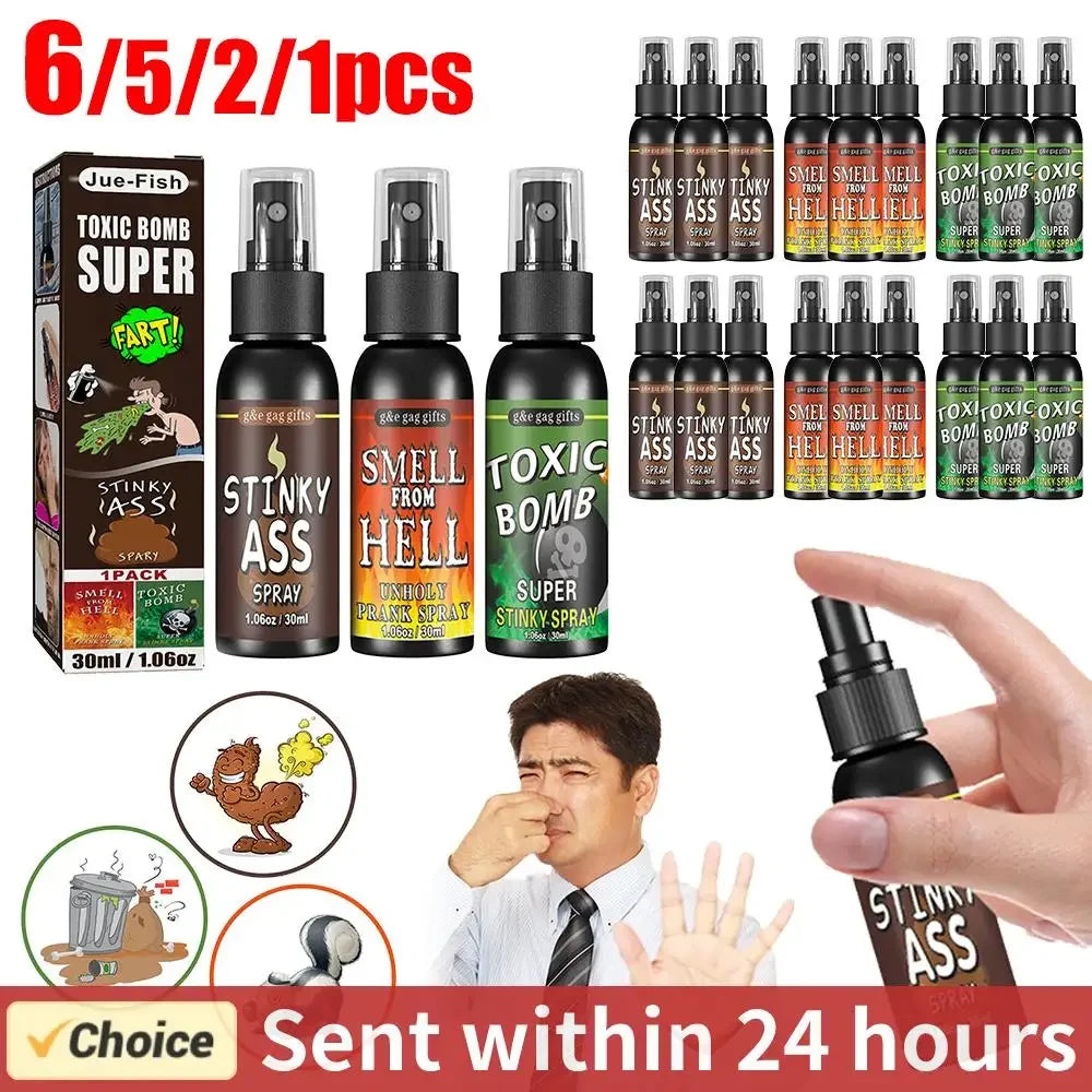 6pcs-1pcs 30ml Halloween Props Liquid Fart Spray Non Toxic Stink Bomb
