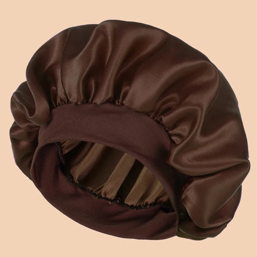 1pc Women's Solid Color Satin Wide-Brimmed Shower Cap, Suitable For