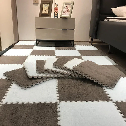 30*30CM Soft Plush Children Kids Rug Play Mat Puzzle Carpet Warm