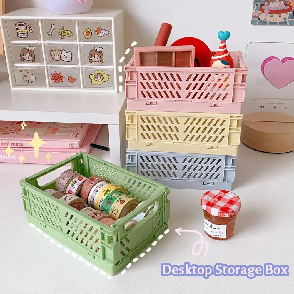6 Color Organizing Storage Baskets Case Folding Student Desktop Basket
