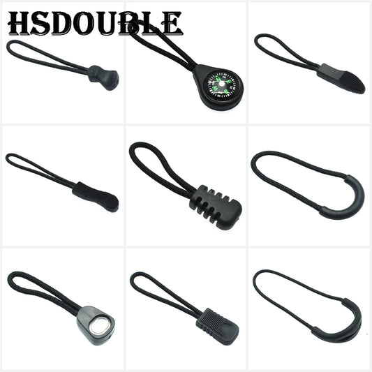 10 Pcs/Pack Zipper Pulls Cord Ends Strap Lariat Black For Apparel