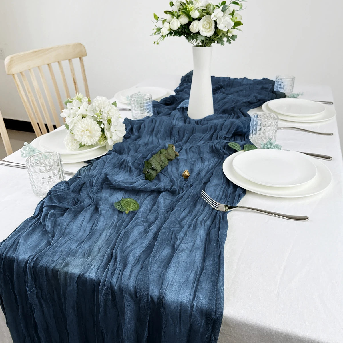Semi-Sheer Gauze Table Runner Sage Cheesecloth Table Setting Dining